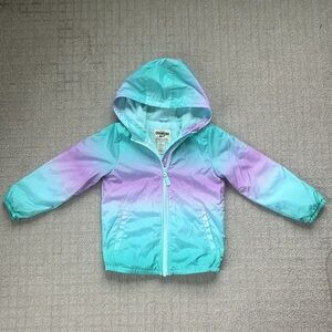 OshKosh B'gosh Lined Spring Windbreaker Jacket Teal and Purple Girl’s Size M 5/6